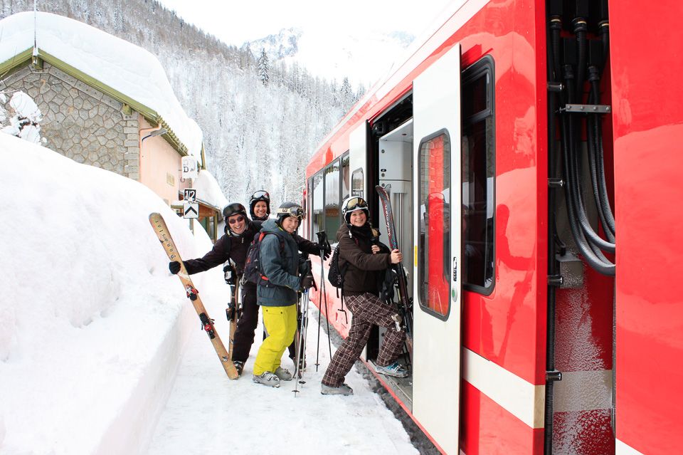 Family ski holiday by train